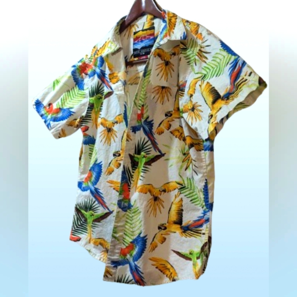 Empyre Tropical Parrot Print Men's Casual Shirt Size Large